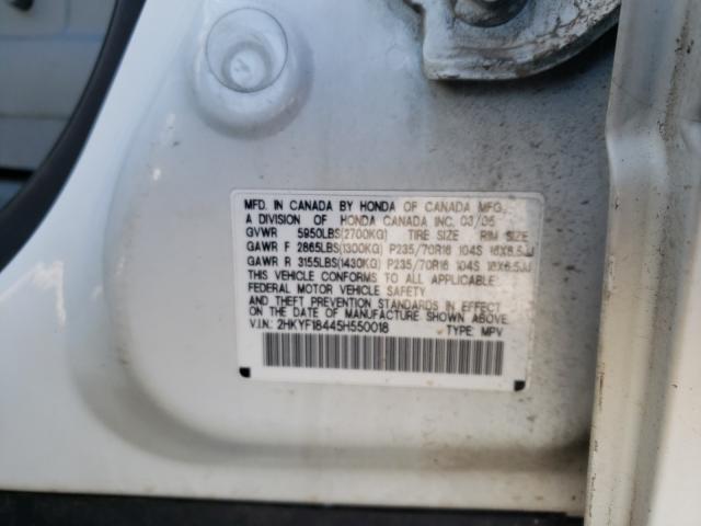 Photo 10 from auction – 2005 HONDA PILOT EX with VIN 2HKYF18445H550018