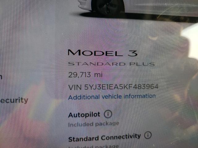 Photo 8 from auction – 2019 TESLA MODEL 3 with VIN 5YJ3E1EA5KF483964