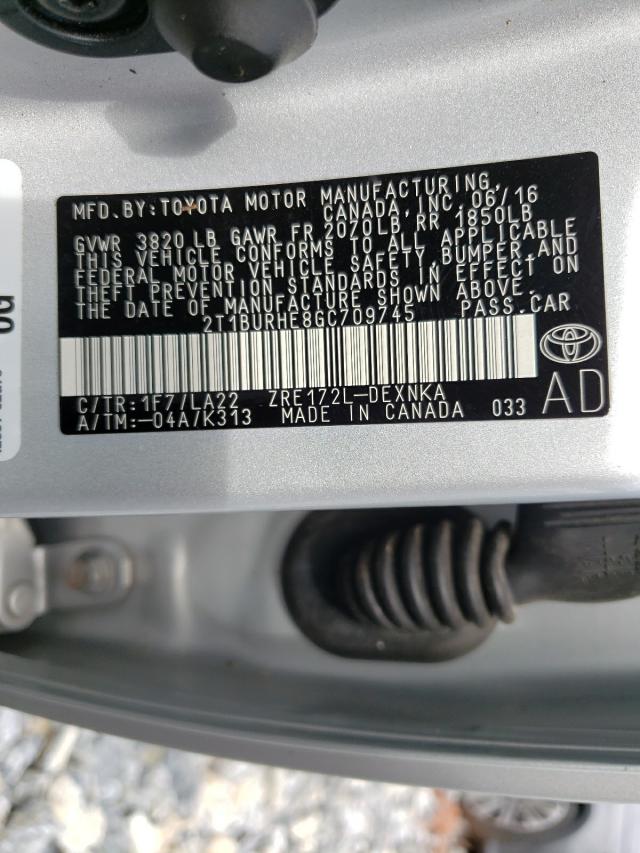 Photo 10 from auction – 2016 TOYOTA COROLLA L with VIN 2T1BURHE8GC709745