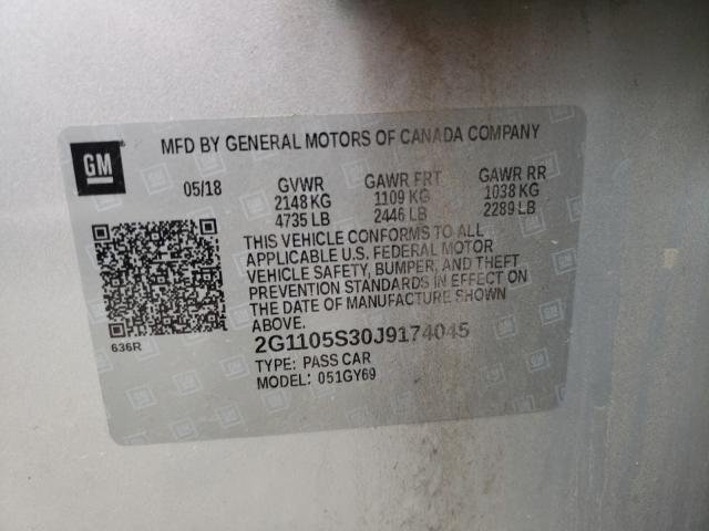 Photo 10 from auction – 2018 CHEVROLET IMPALA LT with VIN 2G1105S30J9174045