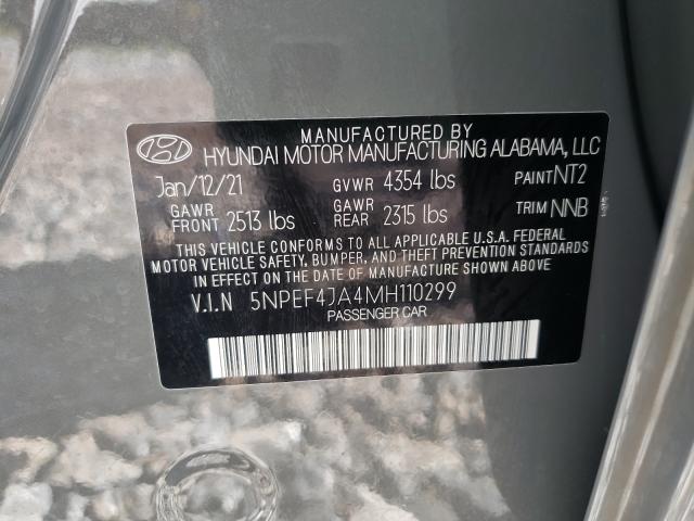 Photo 10 from auction – 2021 HYUNDAI SONATA SEL with VIN 5NPEF4JA4MH110299