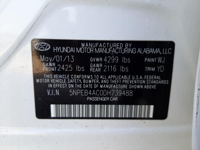Photo 10 from auction – 2013 HYUNDAI SONATA GLS with VIN 5NPEB4AC0DH739488