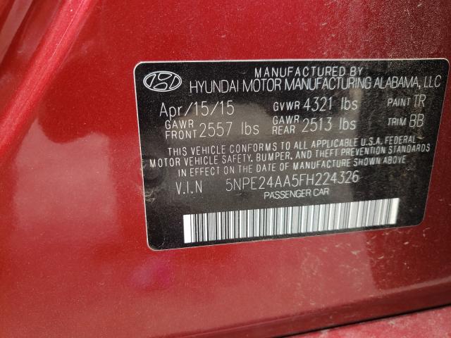 Photo 10 from auction – 2015 HYUNDAI SONATA with VIN 5NPE24AA5FH224326