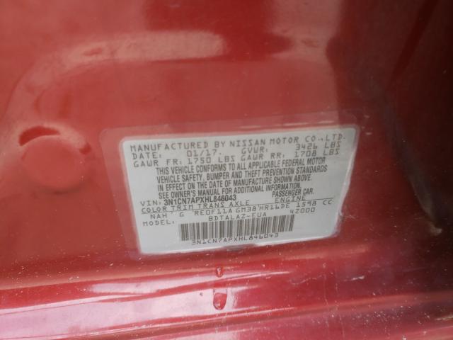 Photo 10 from auction – 2017 NISSAN VERSA S with VIN 3N1CN7APXHL846043