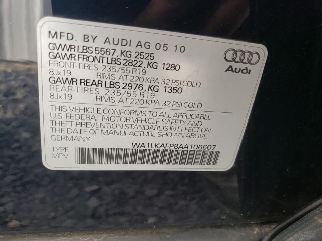 Photo 10 from auction – 2010 AUDI Q5 PREMIUM with VIN WA1LKAFP8AA106607