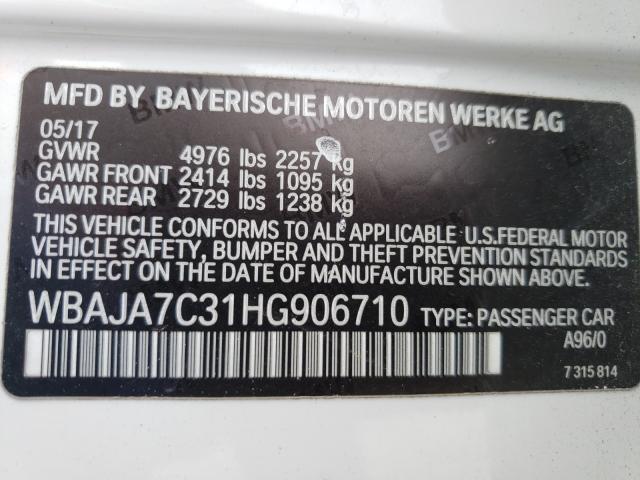 Photo 10 from auction – 2017 BMW 530 XI with VIN WBAJA7C31HG906710