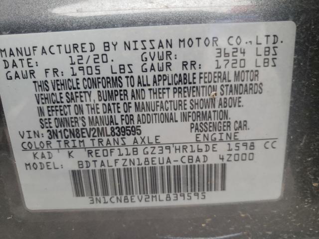 Photo 10 from auction – 2021 NISSAN VERSA SV with VIN 3N1CN8EV2ML839595