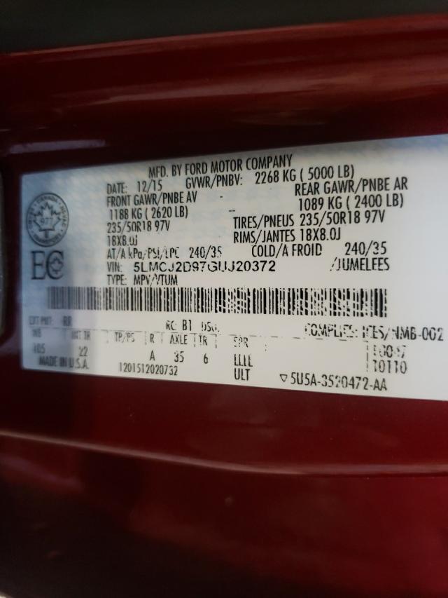 Photo 10 from auction – 2016 LINCOLN MKC SELECT with VIN 5LMCJ2D97GUJ20372