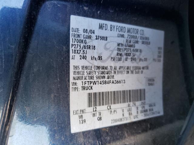 Photo 10 from auction – 2004 FORD F150 SUPER with VIN 1FTPW14584FA36613