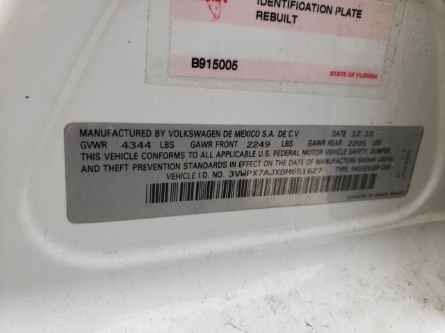 Photo 10 from auction – 2011 VOLKSWAGEN JETTA S with VIN 3VWPX7AJXBM651627
