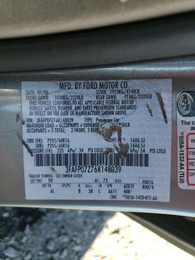 Photo 10 from auction – 2006 FORD FUSION with VIN 3FAFP07Z76R148039