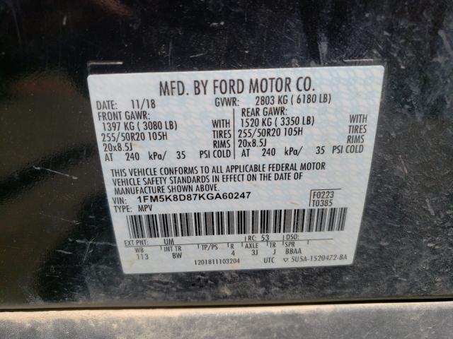Photo 10 from auction – 2019 FORD EXPLORER X with VIN 1FM5K8D87KGA60247
