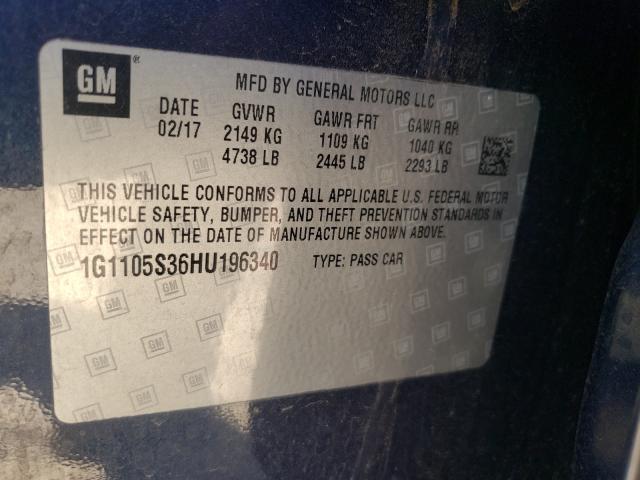 Photo 10 from auction – 2017 CHEVROLET IMPALA LT with VIN 1G1105S36HU196340