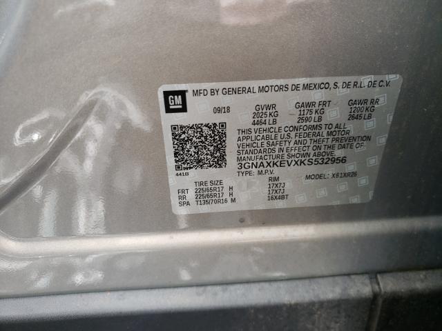 Photo 10 from auction – 2019 CHEVROLET EQUINOX LT with VIN 3GNAXKEVXKS532956
