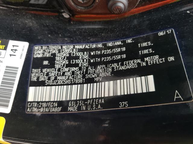 Photo 10 from auction – 2017 TOYOTA SIENNA LE with VIN 5TDJZ3DC5HS178981