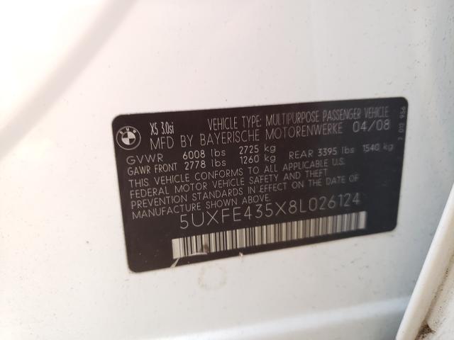 Photo 10 from auction – 2008 BMW X5 3.0I with VIN 5UXFE435X8L026124