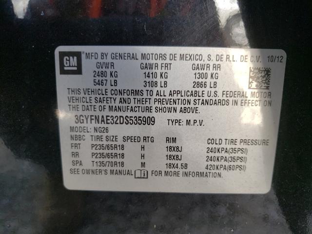 Photo 10 from auction – 2013 CADILLAC SRX with VIN 3GYFNAE32DS535909