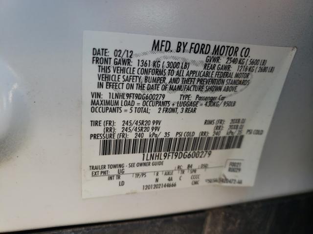 Photo 10 from auction – 2013 LINCOLN MKS with VIN 1LNHL9FT9DG600279