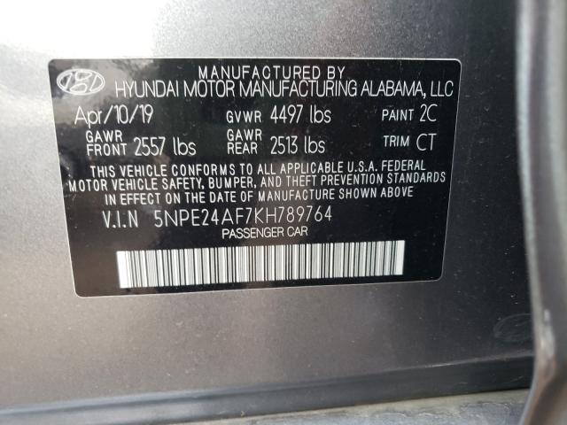 Photo 10 from auction – 2019 HYUNDAI SONATA SE with VIN 5NPE24AF7KH789764