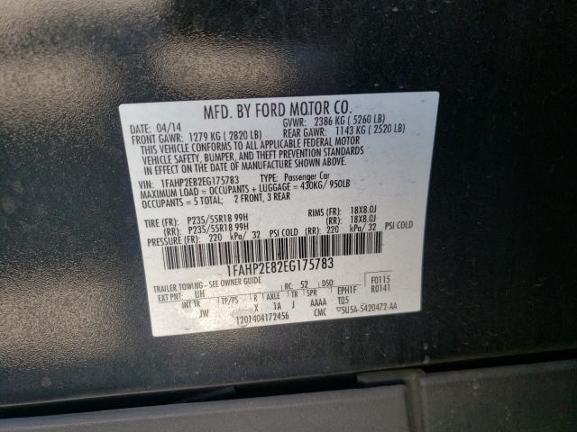 Photo 10 from auction – 2014 FORD TAURUS SEL with VIN 1FAHP2E82EG175783