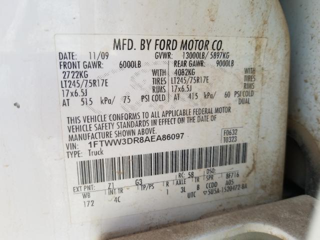 Photo 10 from auction – 2010 FORD F350 SUPER with VIN 1FTWW3DR8AEA86097