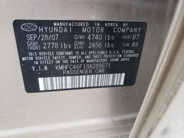 Photo 10 from auction – 2008 HYUNDAI AZERA SE with VIN KMHFC46F18A289671