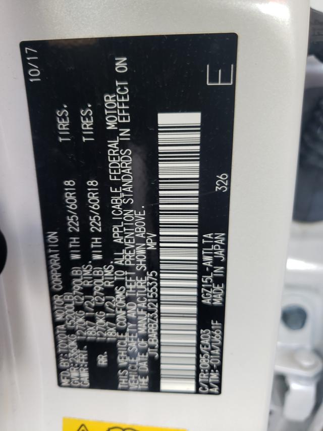 Photo 10 from auction – 2018 LEXUS NX 300 BAS with VIN JTJBARBZ3J2155375