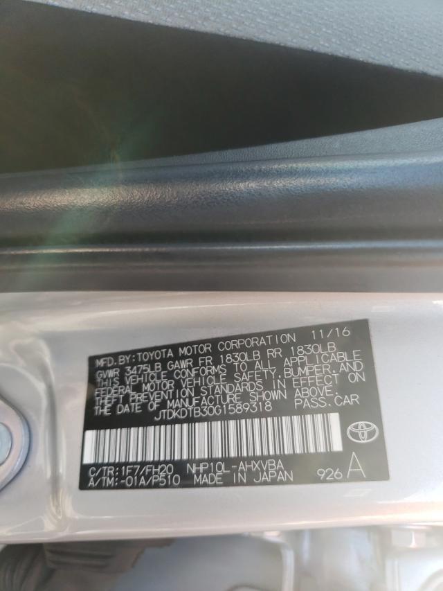 Photo 10 from auction – 2016 TOYOTA PRIUS C with VIN JTDKDTB30G1589318
