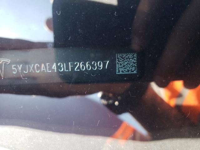 Photo 10 from auction – 2020 TESLA MODEL X with VIN 5YJXCAE43LF266397