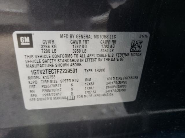 Photo 10 from auction – 2015 GMC SIERRA K15 with VIN 1GTV2TEC7FZ229591