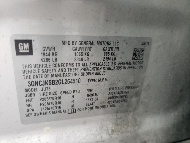 Photo 10 from auction – 2016 CHEVROLET TRAX LS with VIN 3GNCJKSB2GL264510