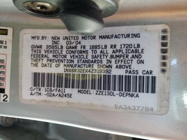 TOYOTA COROLLA CE 2004 with VIN 1NXBR32EX4Z319392 - Photo from auction