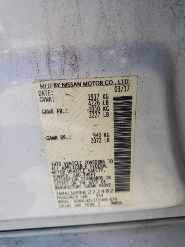 Photo 10 from auction – 2017 NISSAN ALTIMA 2.5 with VIN 1N4AL3AP0HC222482