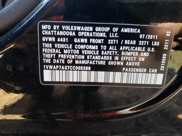 Photo 10 from auction – 2012 VOLKSWAGEN PASSAT S with VIN 1VWAP7A37CC005388