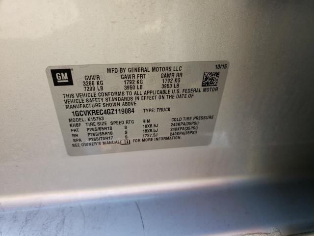 Photo 10 from auction – 2016 CHEVROLET SILVERADO with VIN 1GCVKREC4GZ119084
