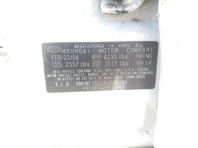 Photo 10 from auction – 2004 HYUNDAI SONATA GL with VIN KMHWF25S24A046049