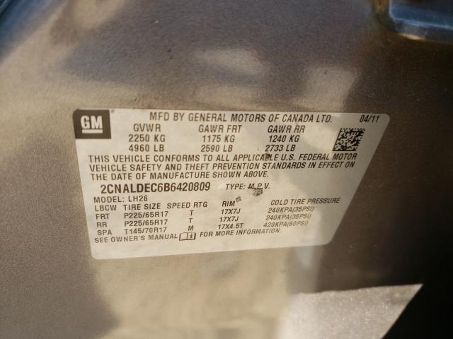 Photo 10 from auction – 2011 CHEVROLET EQUINOX LT with VIN 2CNALDEC6B6420809