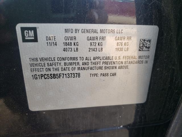 Photo 10 from auction – 2015 CHEVROLET CRUZE LT with VIN 1G1PC5SB5F7137378
