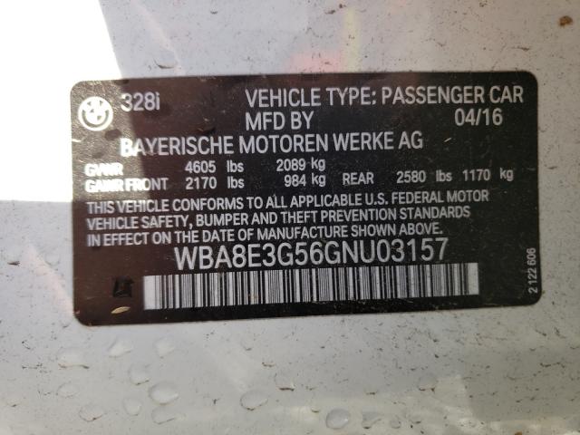 Photo 10 from auction – 2016 BMW 328 XI SUL with VIN WBA8E3G56GNU03157