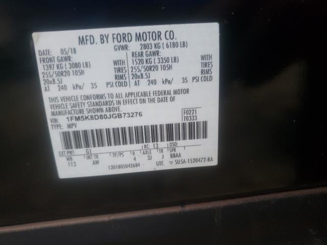 Photo 10 from auction – 2018 FORD EXPLORER X with VIN 1FM5K8D80JGB73276