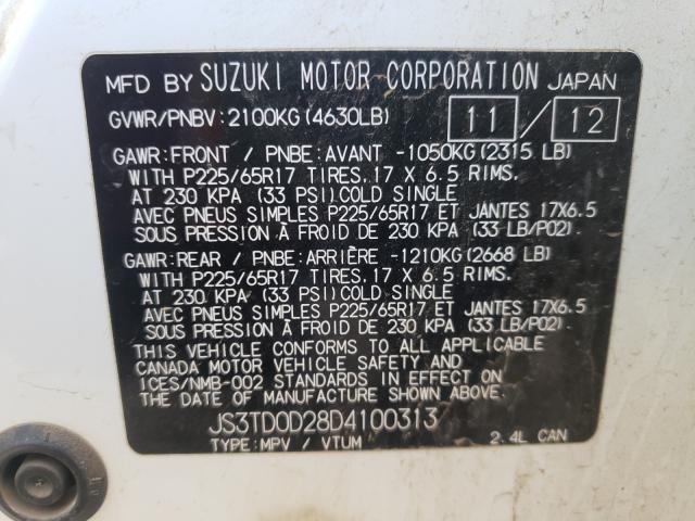 Photo 10 from auction – 2013 SUZUKI GRAND VITA with VIN JS3TD0D28D4100313