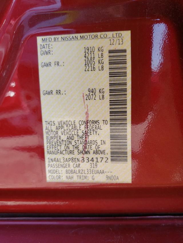 Photo 10 from auction – 2014 NISSAN ALTIMA 2.5 with VIN 1N4AL3AP8EN334172