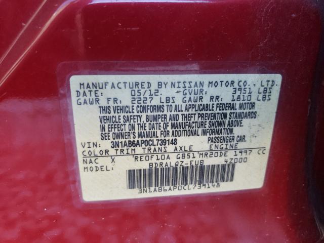 Photo 10 from auction – 2012 NISSAN SENTRA 2.0 with VIN 3N1AB6AP0CL739148
