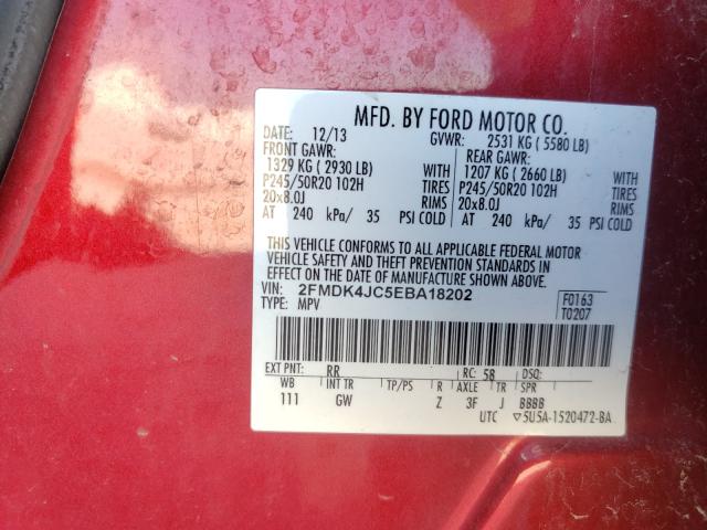 Photo 10 from auction – 2014 FORD EDGE SEL with VIN 2FMDK4JC5EBA18202