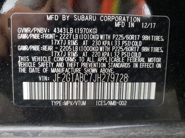Photo 10 from auction – 2018 SUBARU CROSSTREK with VIN JF2GTABC7JH279728