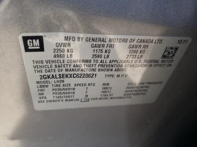 Photo 10 from auction – 2012 GMC TERRAIN SL with VIN 2GKALSEKXC6220621