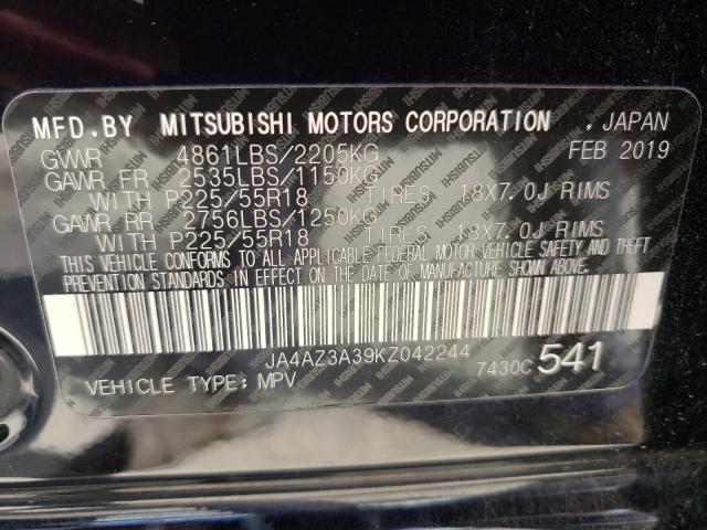 Photo 10 from auction – 2019 MITSUBISHI OUTLANDER with VIN JA4AZ3A39KZ042244