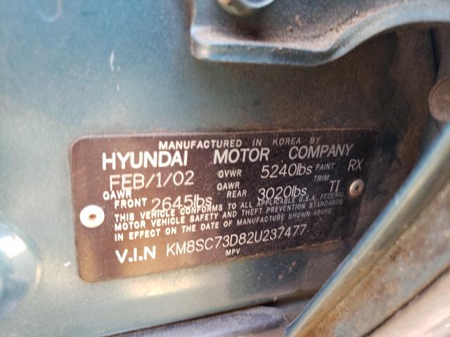 Photo 10 from auction – 2002 HYUNDAI SANTA FE G with VIN KM8SC73D82U237477