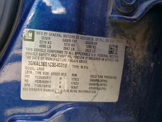 Photo 10 from auction – 2012 CHEVROLET CAPTIVA SP with VIN 3GNAL3E51CS545310