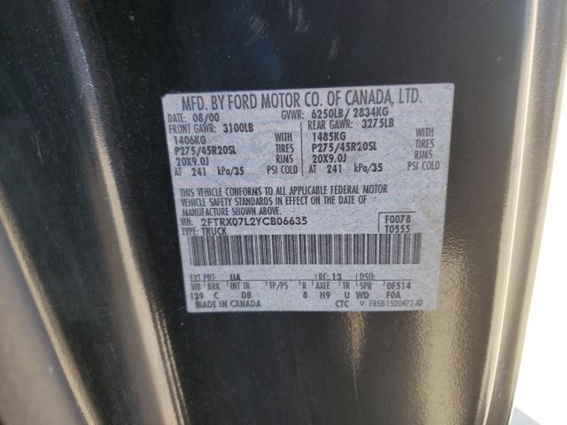 Photo 10 from auction – 2000 FORD F150 with VIN 2FTRX07L2YCB06635